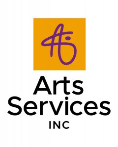 Logo of a purple letter "A" and the text "Arts Services Inc"
