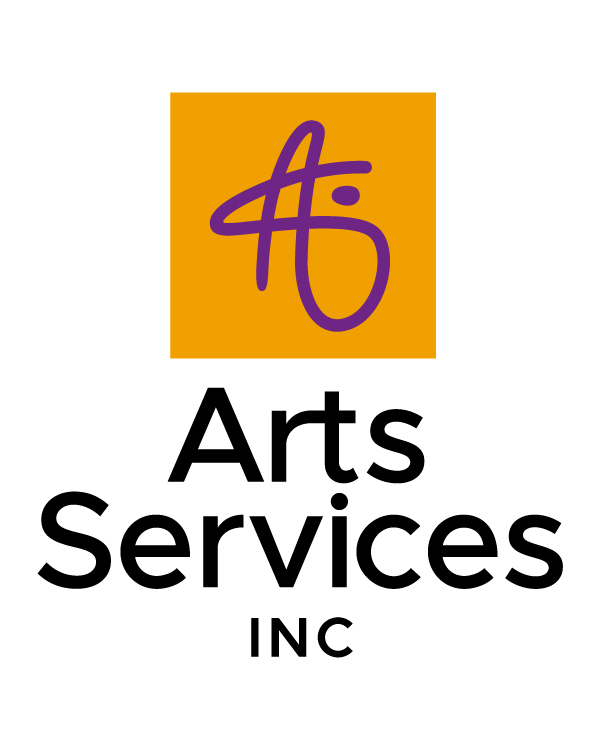 ASI gold and purple logo and text "Arts Services Inc"
