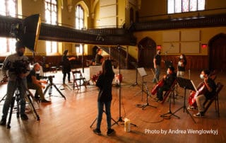 October 2020 Recording with Buffalo String Works. Photo by Andrea Wenglowkyj